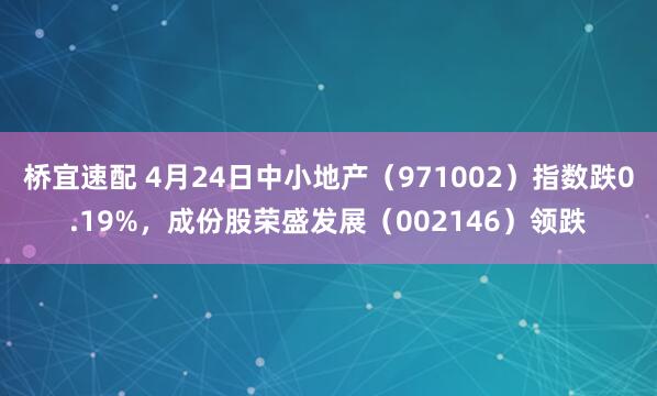 桥宜速配 4月24日中小地产（971002）指数跌0.19%，成份股荣盛发展（002146）领跌